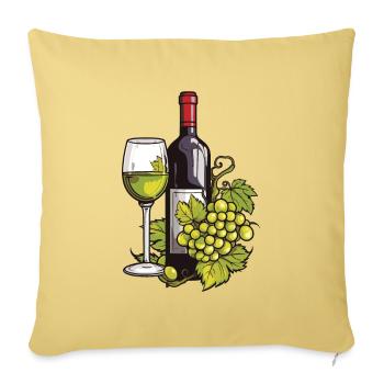 Verre à vin VinRaisins Vin - Housse de coussin décorative 45 x 45 cm - jaune délavé - Devant