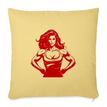 Femme Muscles Gym Musculation Fitness - Housse de coussin décorative 45 x 45 cm - jaune délavé - Devant
