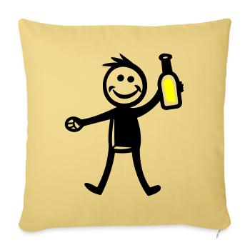 Boire une bouteille de bière - Housse de coussin décorative 45 x 45 cm - jaune délavé - Devant