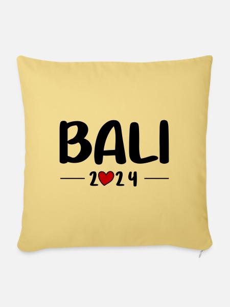 Bali 2024 Herz Reise - Sofakissenbezug 45 x 45 cm - Hellgelb