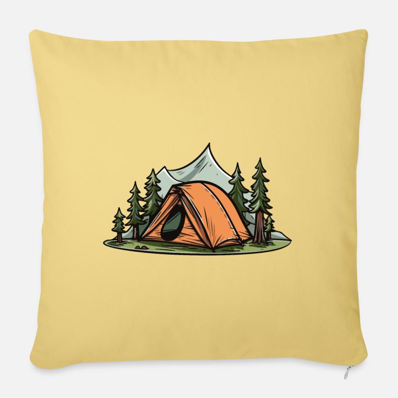 Camping Zelt Outdoor - Sofakissenbezug 45 x 45 cm - Hellgelb