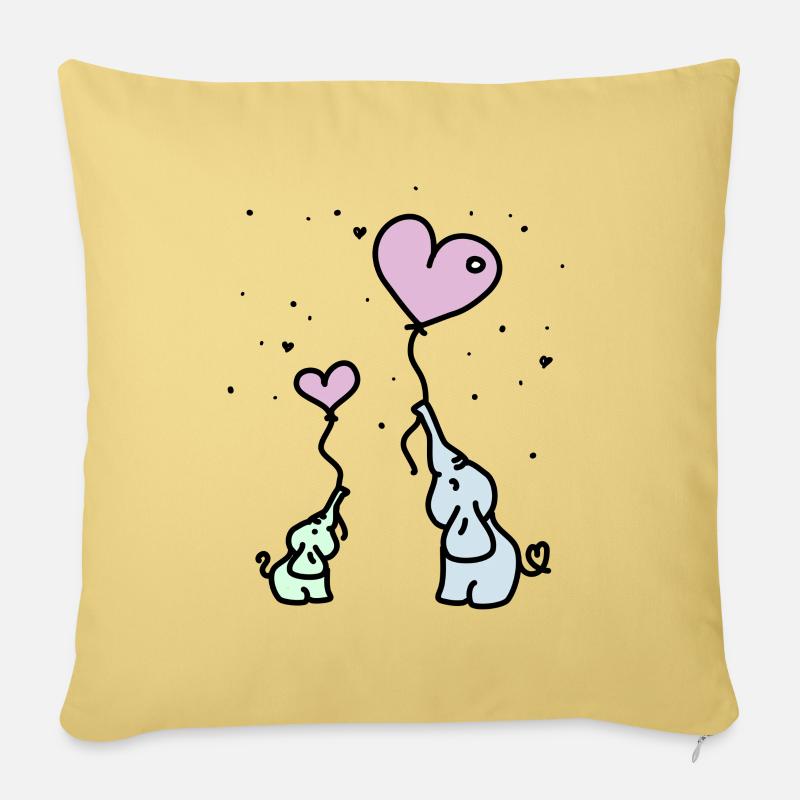 Elefanten Herz Valentinstag Geschenk Liebe - Sofakissenbezug 45 x 45 cm - Hellgelb