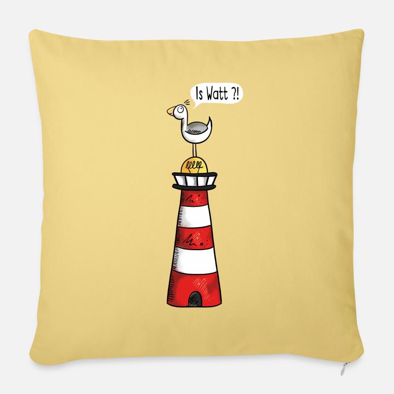 Is Watt Möwe - Nordsee - Leuchtturm - Geschenk - Sofakissenbezug 45 x 45 cm - Hellgelb