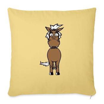 cheval anxieux drôle drôle grimace dessin animé - Housse de coussin décorative 45 x 45 cm - jaune délavé - Devant