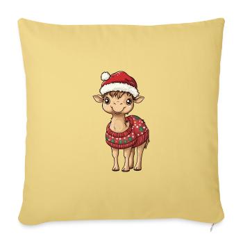 Bande dessinée de Noël à dos de chameau - Housse de coussin décorative 45 x 45 cm - jaune délavé - Devant