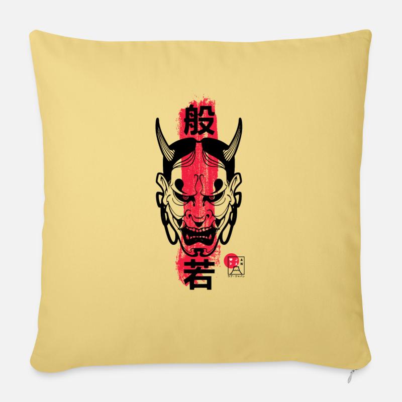 Hannya Maske - Sofakissenbezug 45 x 45 cm - Hellgelb