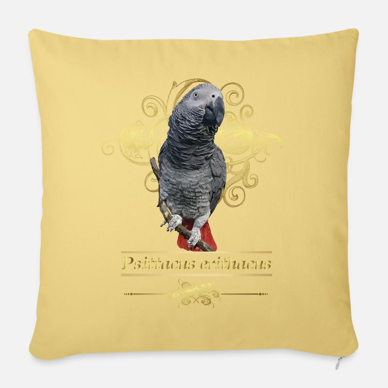 Le perroquet gris - Housse de coussin décorative 45 x 45 cm - jaune délavé
