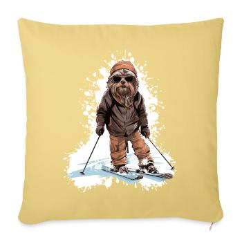 Yorkshire Terrier Dog Ski Skiing - Sofa pillowcase 17,3'' x 17,3'' (45 x 45 cm) - washed yellow - Front