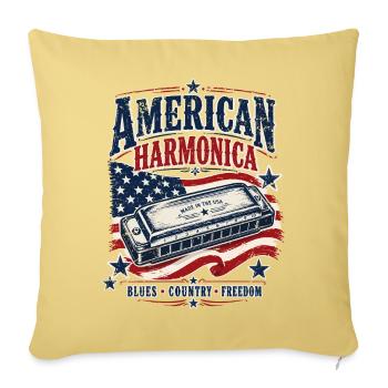 Instrument: Harmonica, Country Music, Harmonica - Sofa pillowcase 17,3'' x 17,3'' (45 x 45 cm) - washed yellow - Front