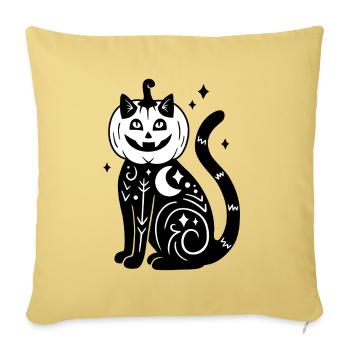Halloween Katze Kürbiskostüm - SW mit Sternen - Sofakissenbezug 45 x 45 cm - Hellgelb - Vorne