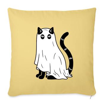 Halloween Katze Gespenst - SW - Sofakissenbezug 45 x 45 cm - Hellgelb - Vorne
