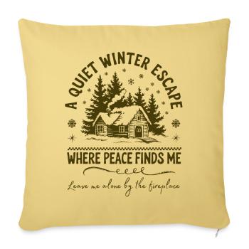 Une évasion hivernale tranquille, laissez-moi près de la cheminée - Housse de coussin décorative 45 x 45 cm - jaune délavé - Devant