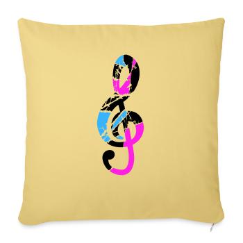 Clé de musique note mélodie note de musique son - Housse de coussin décorative 45 x 45 cm - jaune délavé - Devant
