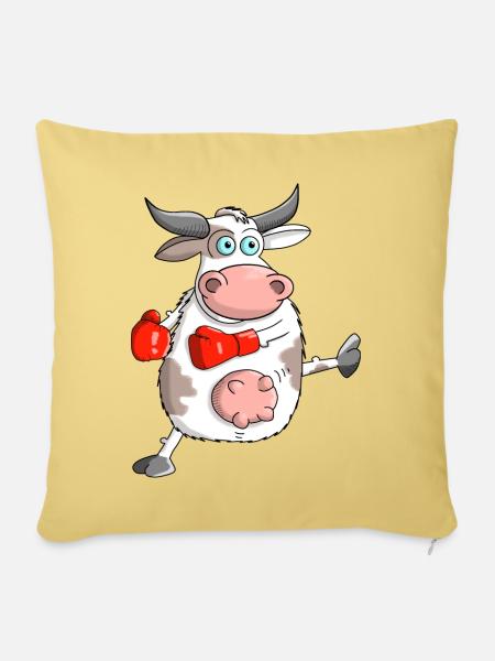 Witziger Comic Stier - Sofakissenbezug 45 x 45 cm - Hellgelb