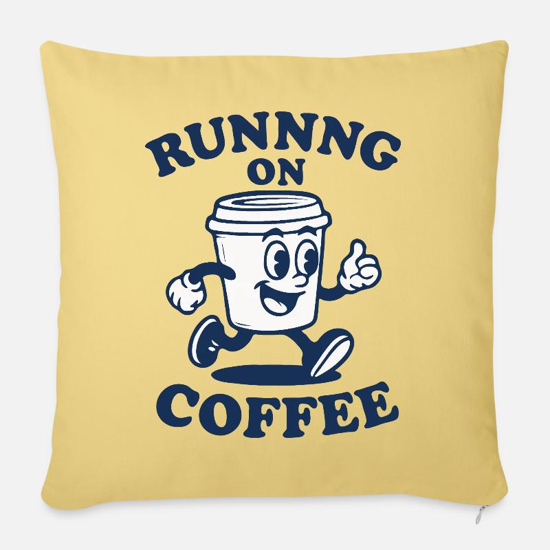 Laufen auf Kaffee - Sofakissenbezug 45 x 45 cm - Hellgelb