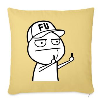 FU Meme with baseball cap (colors can be changed) - Sofa pillowcase 17,3'' x 17,3'' (45 x 45 cm) - washed yellow - Front