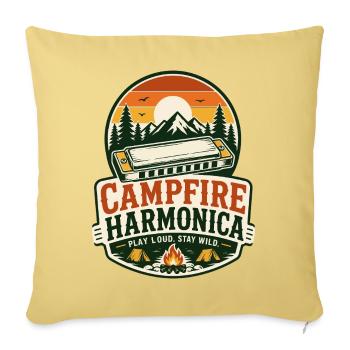Instrument : Harmonica, Musique de feu de camp, Harmonica - Housse de coussin décorative 45 x 45 cm - jaune délavé - Devant