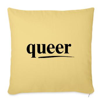 QUEERS et LTBTQ+, T-shirt à slogan, bannière de groupe - Housse de coussin décorative 45 x 45 cm - jaune délavé - Devant