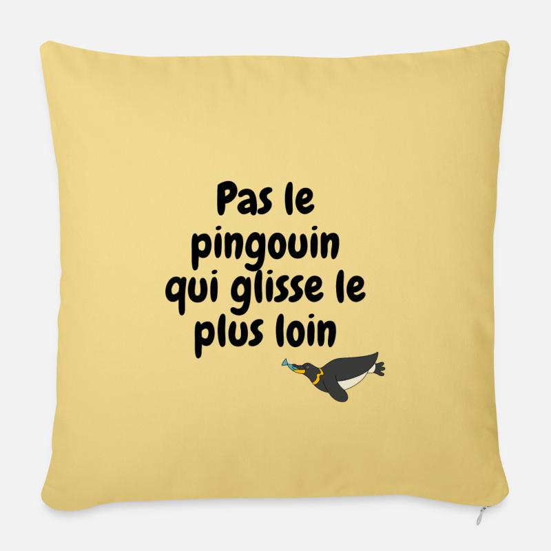 Pas le pingouin qui glisse le plus loin - Housse de coussin décorative 45 x 45 cm - jaune délavé