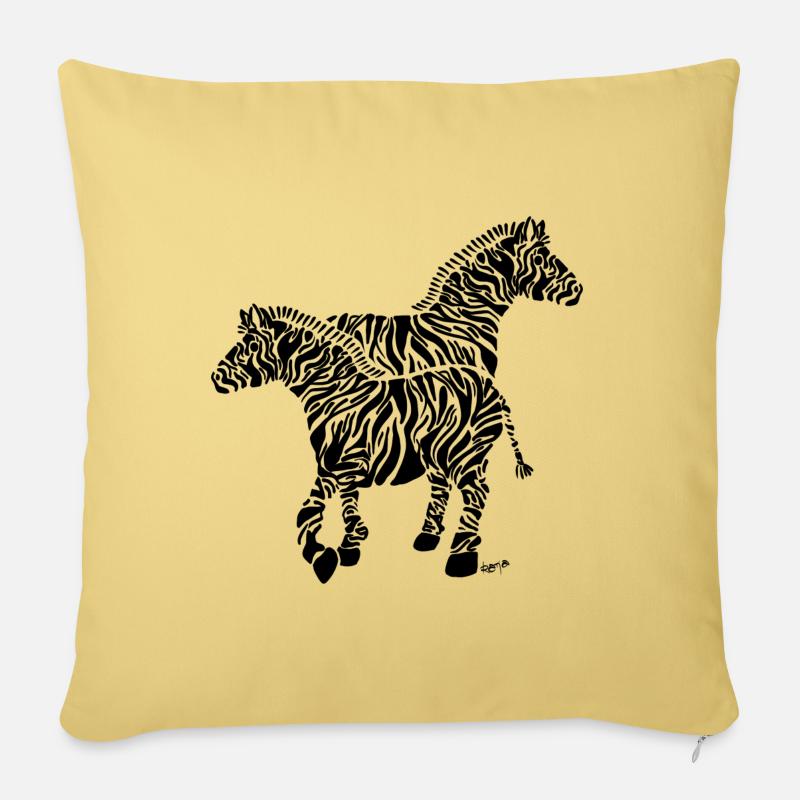 Zwei Zebras - Sofakissenbezug 45 x 45 cm - Hellgelb