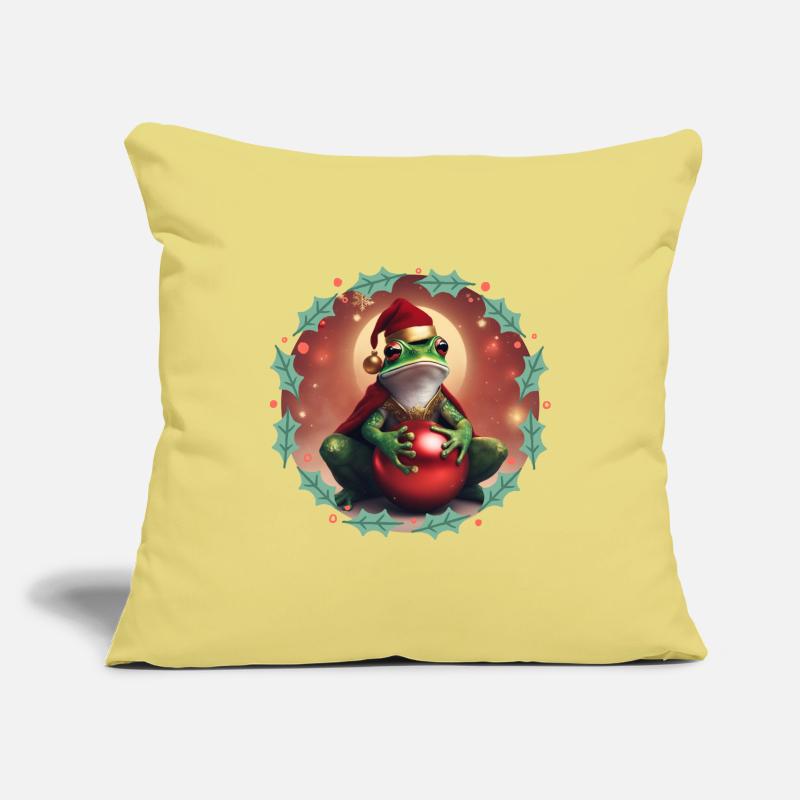 Frosch mit Weihnachtskugel 2 Sofakissenbezug 45 x 45 cm