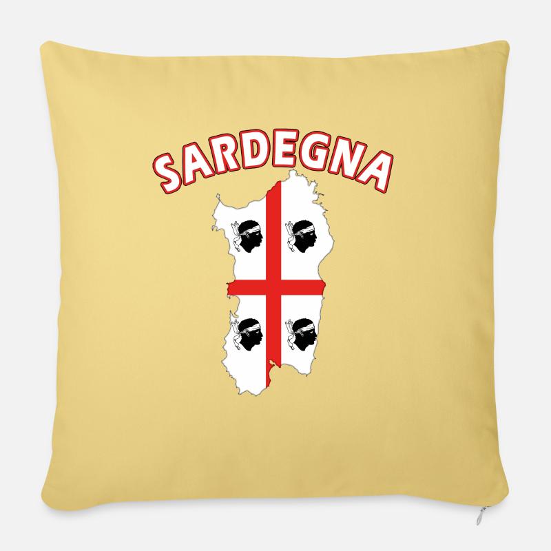 Sardaigne carte drapeau de moto de vacances - Housse de coussin décorative 45 x 45 cm - jaune délavé