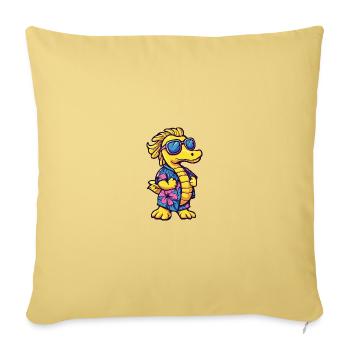 Vacances de bande dessinée d’hippocampe - Housse de coussin décorative 45 x 45 cm - jaune délavé - Devant