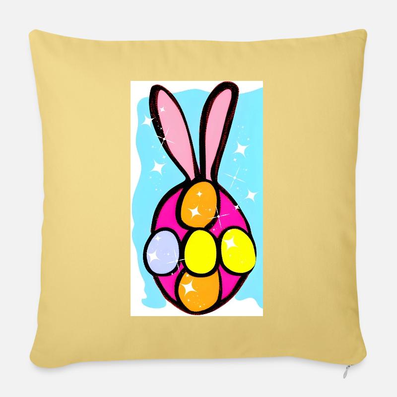 Colorful Easter Bunny Eggs Illustration - Sofa pillowcase 17,3'' x 17,3'' (45 x 45 cm) - washed yellow