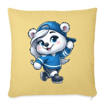 Bear Polar Bear Girl Ice Skating Ice Skating - Sofa pillowcase 17,3'' x 17,3'' (45 x 45 cm) - washed yellow - Front