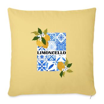 Limoncello – Motif agrumes et azulejo - Housse de coussin décorative 45 x 45 cm - jaune délavé - Devant