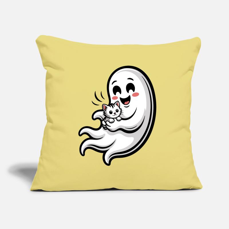 Cuddly Ghost with Cat Sofa pillowcase 17,3'' x 17,3'' (45 x 45 cm)