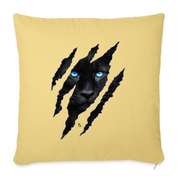 Black big cat with blue eyes - Sofa pillowcase 17,3'' x 17,3'' (45 x 45 cm) - washed yellow - Front