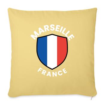 Écusson de Marseille France - Housse de coussin décorative 45 x 45 cm - jaune délavé - Devant
