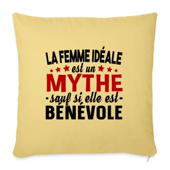 Bénévole Bénévolat Femme Cadeau Humour Humanitaire - Housse de coussin décorative 45 x 45 cm - jaune délavé - Devant