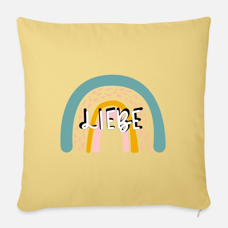 Liebe, Regenbogen - Sofakissenbezug 45 x 45 cm - Hellgelb