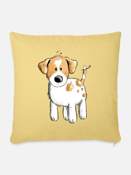 Lustiger Jack Russell Hund Comic - Sofakissenbezug 45 x 45 cm - Hellgelb