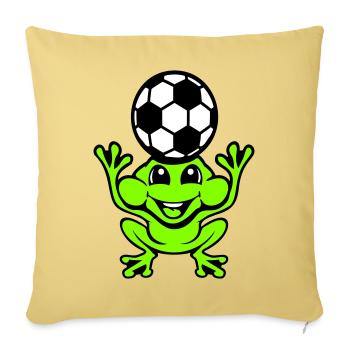 Frog Soccer Header Ball Playing Toad - Sofa pillowcase 17,3'' x 17,3'' (45 x 45 cm) - washed yellow - Front
