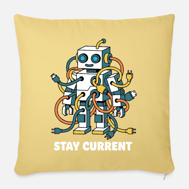 Stay Current Roboter Kabelkunst - Sofakissenbezug 45 x 45 cm - Hellgelb