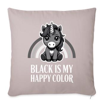 Licorne Noire Joyeuse Couleur - Housse de coussin décorative 45 x 45 cm - taupe clair - Devant