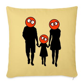 Familie Silhouette Liebe Kinder Eltern Mama Papa - Sofakissenbezug 45 x 45 cm - Hellgelb - Vorne