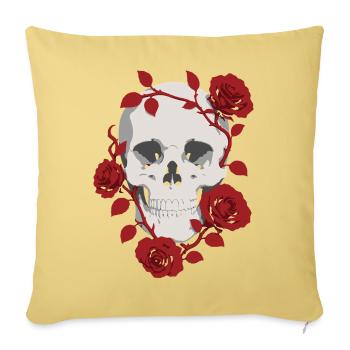 Crimson Rose Skull - Sofa pillowcase 17,3'' x 17,3'' (45 x 45 cm) - washed yellow - Front