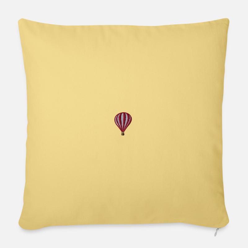 Heißluftballon bestickt - Sofakissenbezug 45 x 45 cm - Hellgelb