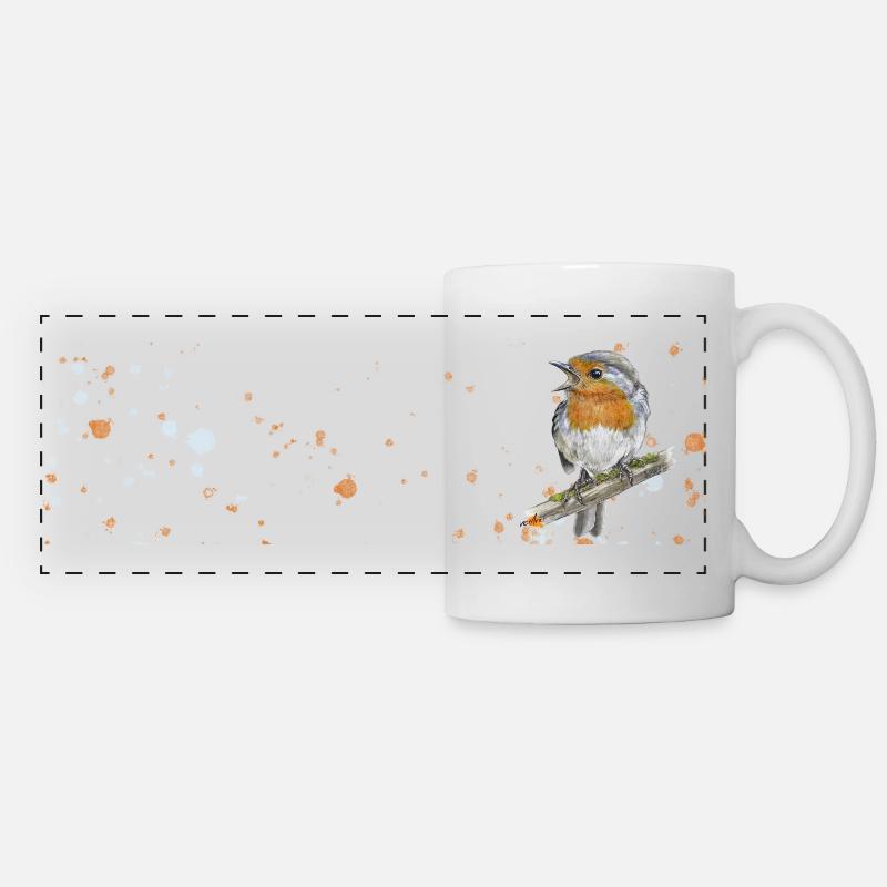 Robin watercolor design bird - Panoramic Mug - white