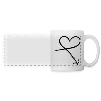 Coeur Symbole Ancre - Mug panoramique contrasté et blanc - blanc - Devant