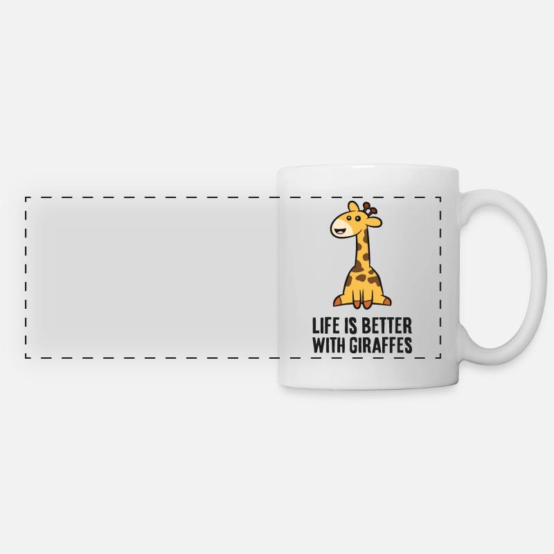 Funny Giraffe Life Is Better With Giraffes - Panoramic Mug - white