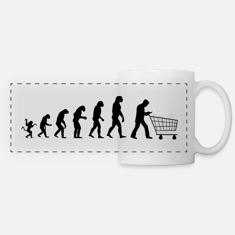 Evolution de l'homme: Société de consommation N - Mug panoramique contrasté et blanc - blanc