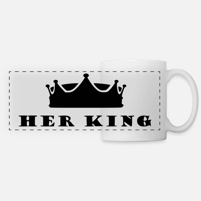 Gifts for couples Her King - Panoramic Mug - white