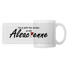 Maquette de Mug panoramique contrasté et blanc « T-shirt Je suis Alsacienne Humour » à imprimer et personnaliser