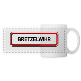Maquette de Mug panoramique contrasté et blanc « Bretzelwihr: L'Alsace Gourmande » à imprimer et personnaliser