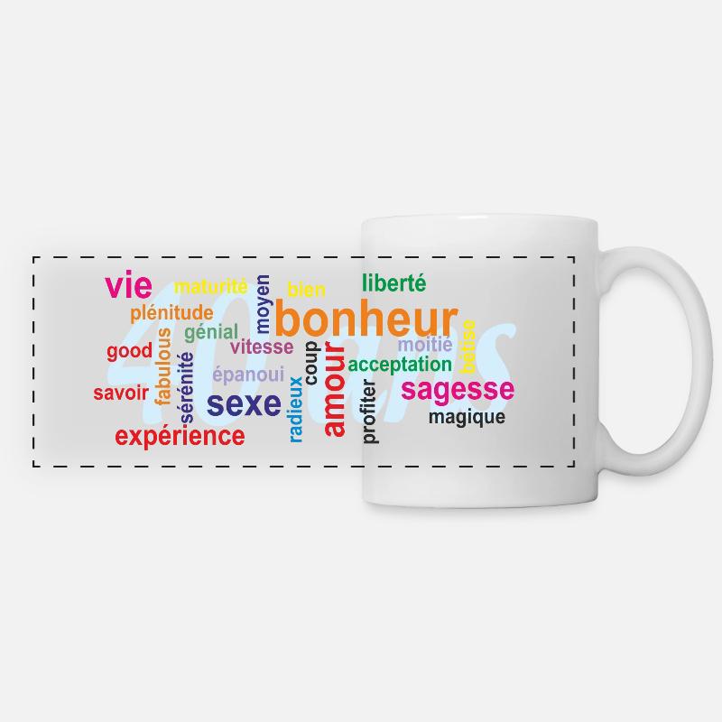 mug 40 ans - Mug panoramique contrasté et blanc - blanc